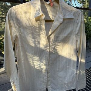 J. Crew Soft Yellow and White Striped Cotton Button-Up Oxford Shirt